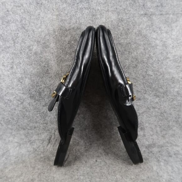 Zara Shoes Womens 37 Horsebit Mule Loafer Flats Slip On Black Gold Closed Toe - Picture 8 of 11